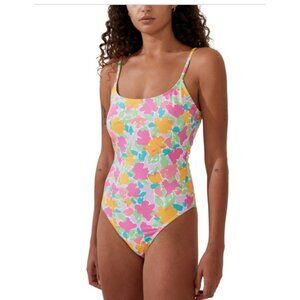 Cotton On Women's Floral-Print Cheeky One-Piece Swimsuit Size M